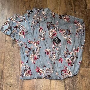 Lulus Fiorire Wrap Maxi Dress Size M Slate Blue Floral NWT